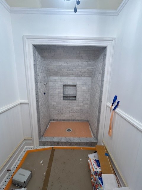 The finished walk-in shower